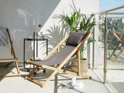 Beliani Folding Deck Chair Avellino Acacia Wood Grey - thumbnail 2