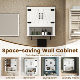 Gainoom Bathroom White Wall Cabinet Farmhouse Medicine Cabinet With Towel Bar - thumbnail 7