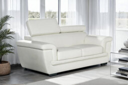 Genuine Leather White 2 Seater Sofa - thumbnail 2