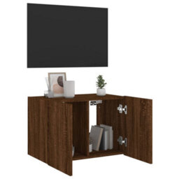 Berkfield Tv Wall Cabinet With Led Lights Brown Oak 60X35X41 Cm - thumbnail 7