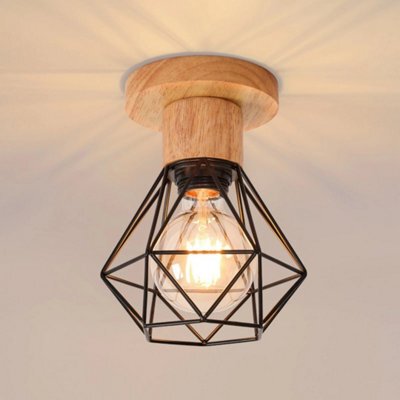 2X Retro Vintage Ceiling Light Metal Wood Chandeliers Living Room Hallway E27 - image 1