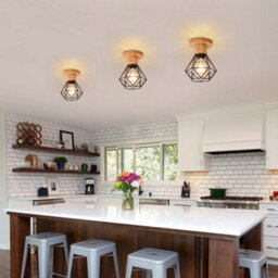 2X Retro Vintage Ceiling Light Metal Wood Chandeliers Living Room Hallway E27 - thumbnail 5