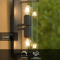 Lucide Claire Half Lantern Outdoor Twin Wall Light Anthracite - thumbnail 2