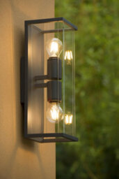 Lucide Claire Half Lantern Outdoor Twin Wall Light Anthracite - thumbnail 4