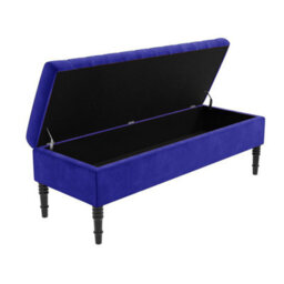 Safar 120Cm Ottoman Storage Bench - Plush Velvet Shoe Bench - Sapphire Blue Lined Upholstery Storage Footstool - thumbnail 5