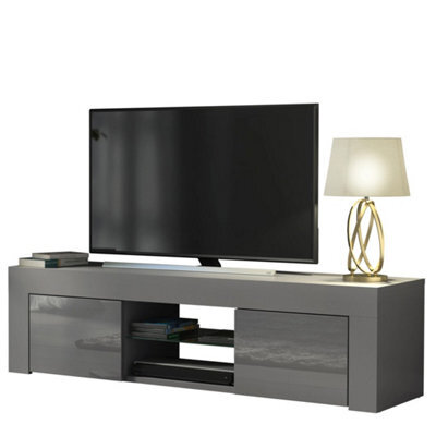 130Cm Tv Unit I Sideboard I Cabinet I Cupboard I Grey High Gloss Doors - image 1