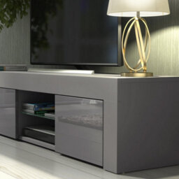 130Cm Tv Unit I Sideboard I Cabinet I Cupboard I Grey High Gloss Doors - thumbnail 4