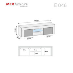 130Cm Tv Unit I Sideboard I Cabinet I Cupboard I Grey High Gloss Doors - thumbnail 2