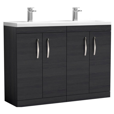 Balterley Millwich Contemporary 4 Door Floor Standing Vanity Unit With Basin, Charcoal Black, 1200mm - image 1