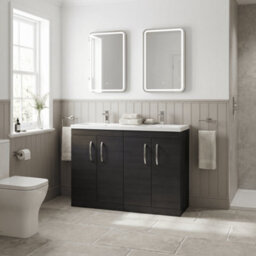 Balterley Millwich Contemporary 4 Door Floor Standing Vanity Unit With Basin, Charcoal Black, 1200mm - thumbnail 4
