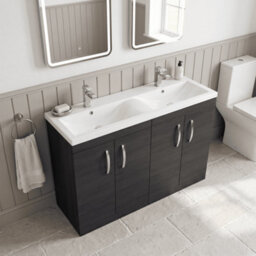 Balterley Millwich Contemporary 4 Door Floor Standing Vanity Unit With Basin, Charcoal Black, 1200mm - thumbnail 3
