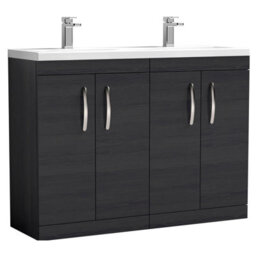 Balterley Millwich Contemporary 4 Door Floor Standing Vanity Unit With Basin, Charcoal Black, 1200mm - thumbnail 1