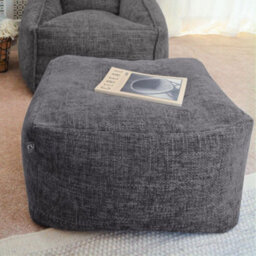 rucomfy Beanbags Rucomfy Indoor Bean Bag Ottoman - Grey Weave Pouffe Footstool - thumbnail 1