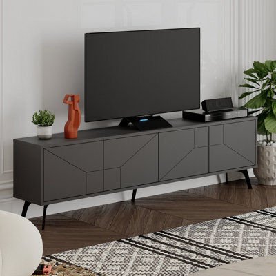 "Decortie Dune Modern Tv Unit Multimedia Centre With Storage Stylish Tv Cabinet 65"" Tvs Anthracite Grey 180Cm" - image 1