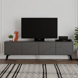 "Decortie Dune Modern Tv Unit Multimedia Centre With Storage Stylish Tv Cabinet 65"" Tvs Anthracite Grey 180Cm" - thumbnail 3