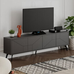 "Decortie Dune Modern Tv Unit Multimedia Centre With Storage Stylish Tv Cabinet 65"" Tvs Anthracite Grey 180Cm"