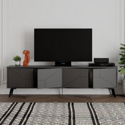 "Decortie Dune Modern Tv Unit Multimedia Centre With Storage Stylish Tv Cabinet 65"" Tvs Anthracite Grey 180Cm" - thumbnail 4