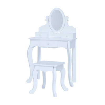 Teamson Kids Dressing Table, Play Vanity Set With Mirror & Stool, Little Princess Rapunzel - White - image 1