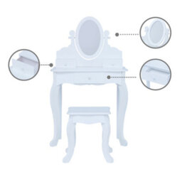 Teamson Kids Dressing Table, Play Vanity Set With Mirror & Stool, Little Princess Rapunzel - White - thumbnail 5