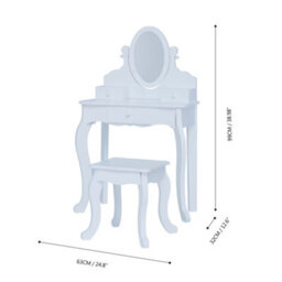 Teamson Kids Dressing Table, Play Vanity Set With Mirror & Stool, Little Princess Rapunzel - White - thumbnail 4