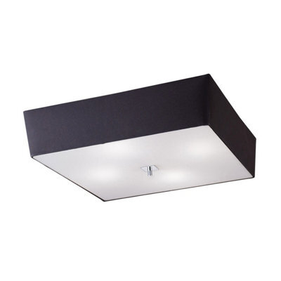 Luminosa Lighting Luminosa Akira Square Flush Ceiling 4 Light E27, Polished Chrome / Frosted Glass With Black Shade - image 1