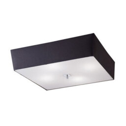 Luminosa Lighting Luminosa Akira Square Flush Ceiling 4 Light E27, Polished Chrome / Frosted Glass With Black Shade - thumbnail 1