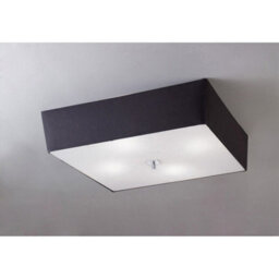 Luminosa Lighting Luminosa Akira Square Flush Ceiling 4 Light E27, Polished Chrome / Frosted Glass With Black Shade - thumbnail 2