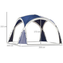 Outsunny 3.5 X 3.5 M Outdoor Gazebo Event Dome Shelter Party Tent For Garden Blue And Grey - thumbnail 3