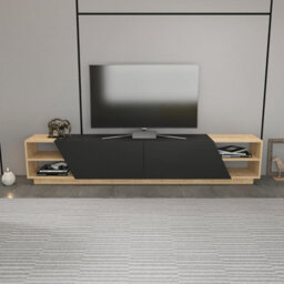 Decorotika Rhodes Tv Stand Tv Unit For Tv's Up To 106 Inch Anthracite & Oak - thumbnail 1