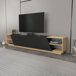 Decorotika Rhodes Tv Stand Tv Unit For Tv's Up To 106 Inch Anthracite & Oak - thumbnail 2