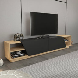 Decorotika Rhodes Tv Stand Tv Unit For Tv's Up To 106 Inch Anthracite & Oak - thumbnail 3
