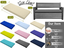 Crescent Garden Iceni & Eden Bench Seat Pad Water Resistant Garden Keter Bench Cushion Pad 128X50X5Cm Grey Removable Cover - thumbnail 3