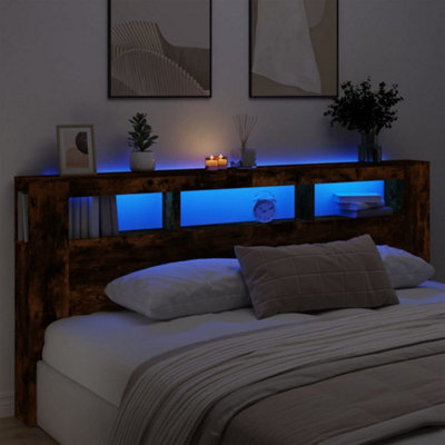 Walplus Led Headboard Smoked Oak 220X18.5X103.5 Cm Engineered Wood - image 1