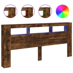 Walplus Led Headboard Smoked Oak 220X18.5X103.5 Cm Engineered Wood - thumbnail 2