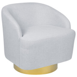 Beliani Swivel Armchair Lavik Fabric Light Grey - thumbnail 1