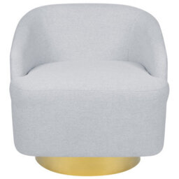 Beliani Swivel Armchair Lavik Fabric Light Grey - thumbnail 5