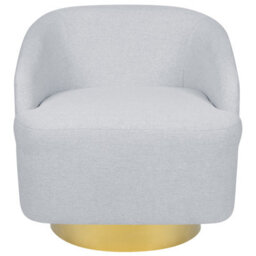 Beliani Swivel Armchair Lavik Fabric Light Grey - thumbnail 4