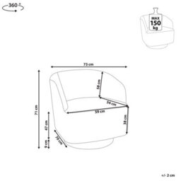 Beliani Swivel Armchair Lavik Fabric Light Grey - thumbnail 3