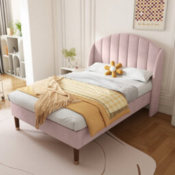 Matteo Pink Velvet Single Bed Frame 3Ft (90X190Cm) With Slatted Base & Headboard - Easy Assembly