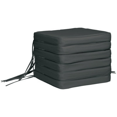 Outsunny Set Of 6 Chair Cushion Seat Pads Dining Chair W/ Straps Outdoor Grey - image 1