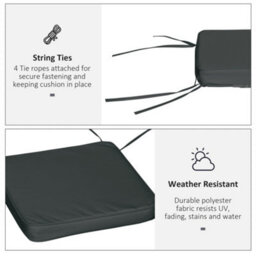 Outsunny Set Of 6 Chair Cushion Seat Pads Dining Chair W/ Straps Outdoor Grey - thumbnail 5