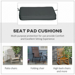 Outsunny Set Of 6 Chair Cushion Seat Pads Dining Chair W/ Straps Outdoor Grey - thumbnail 6