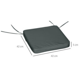 Outsunny Set Of 6 Chair Cushion Seat Pads Dining Chair W/ Straps Outdoor Grey - thumbnail 3