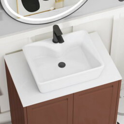 Royal Bathrooms Royal Bathroom Elmore 700mm Terracotta Clay Freestanding Bathroom Vanity Unit 2 Door Plain White Worktop With Cube Basin - thumbnail 4