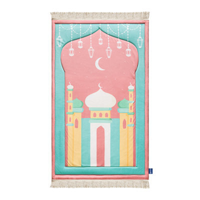 My Salah Mat Prayer Rug - Thick Padded Sajadah For Toddlers And Kids By Urban Rugs Uk Soft Islamic Mat - Pink Mumbai Mosque - image 1