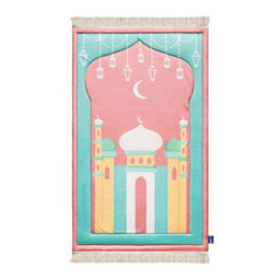 My Salah Mat Prayer Rug - Thick Padded Sajadah For Toddlers And Kids By Urban Rugs Uk Soft Islamic Mat - Pink Mumbai Mosque