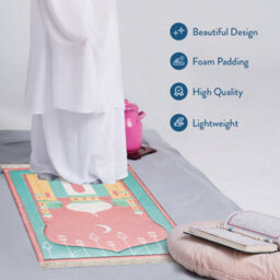 My Salah Mat Prayer Rug - Thick Padded Sajadah For Toddlers And Kids By Urban Rugs Uk Soft Islamic Mat - Pink Mumbai Mosque - thumbnail 5