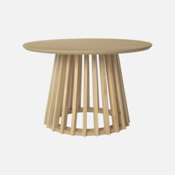 Sweeek - Set Of 2 Round Coffee Tables Oak-Effect Top And Fir-Wood Legs 40Cm And 60Cm - thumbnail 2