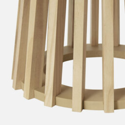 Sweeek - Set Of 2 Round Coffee Tables Oak-Effect Top And Fir-Wood Legs 40Cm And 60Cm - thumbnail 4