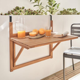 Wooden Side Table For Balcony Foldable Natural - Sweeek